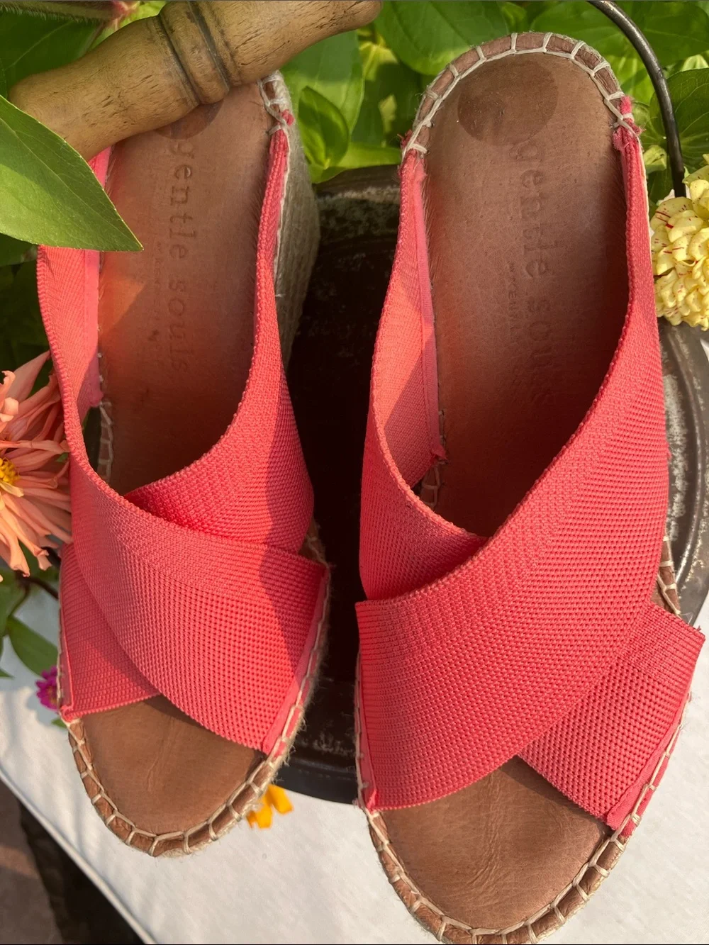 NWOT- Kenneth Cole Coral Pink Wedge Espadrilles